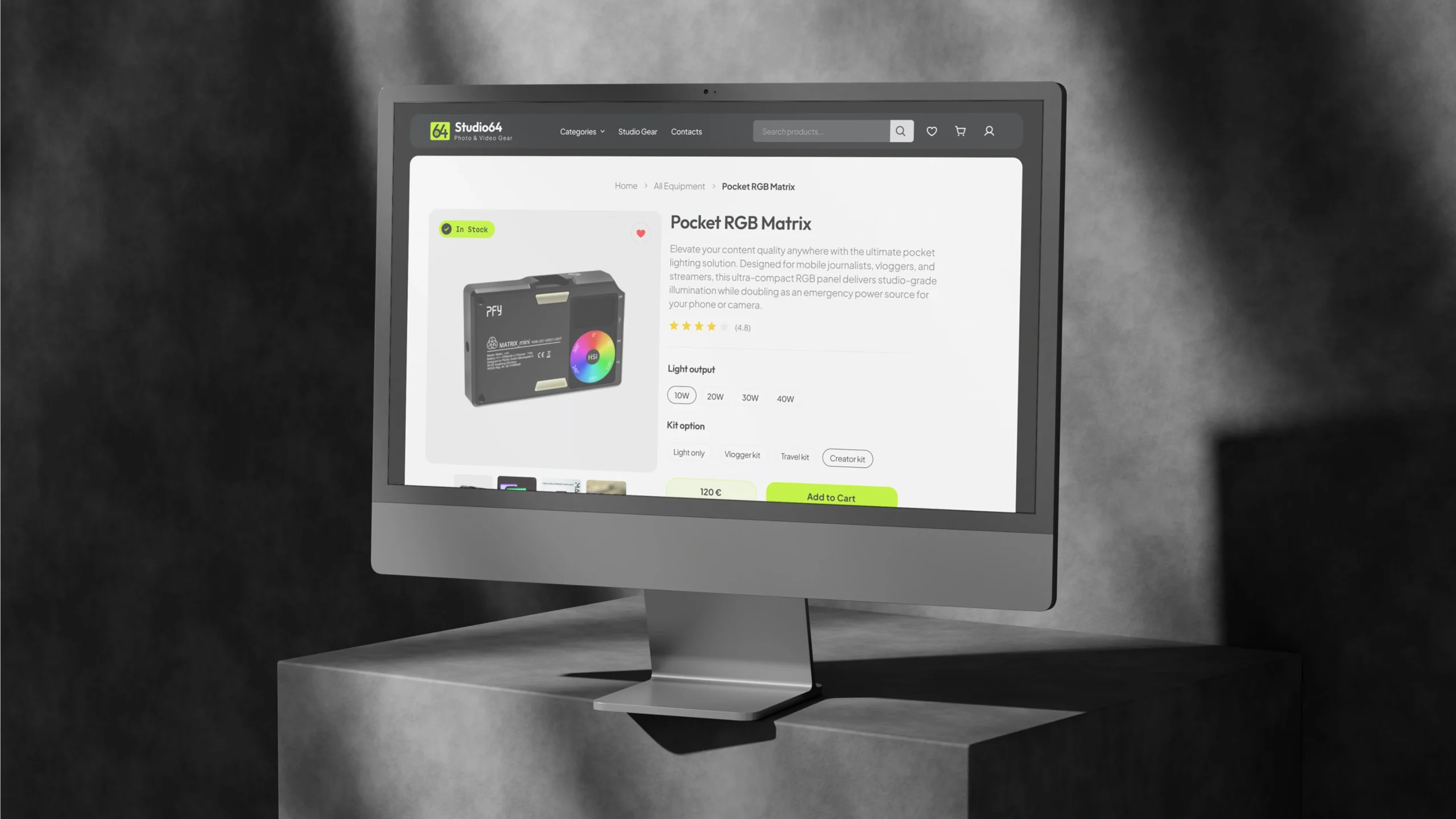 E commerce website for photo, video and creator equipment