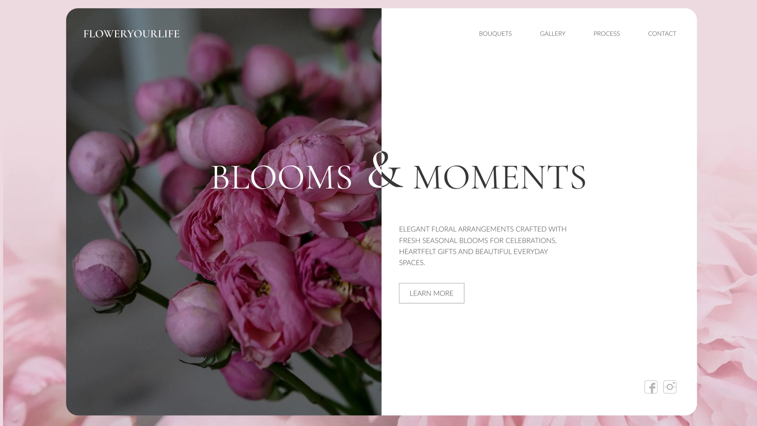 Large flower visuals create an emotional first impression
