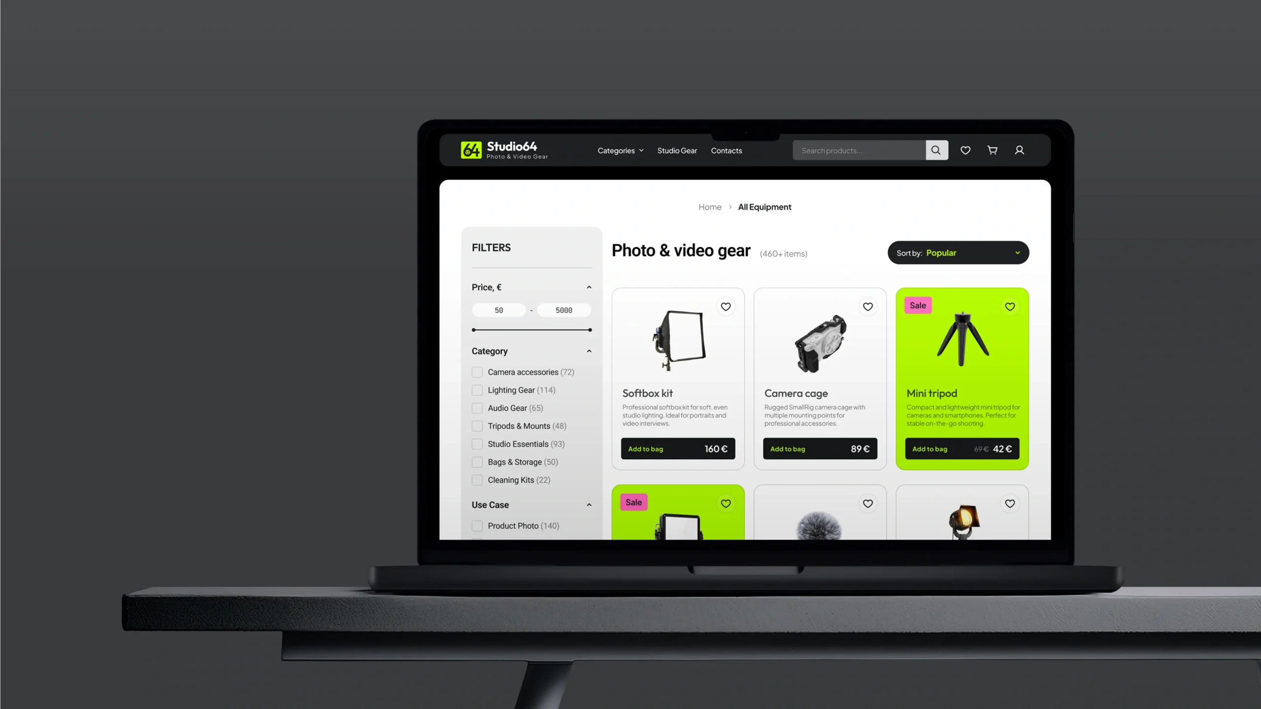 Studio64 project e commerce design & development