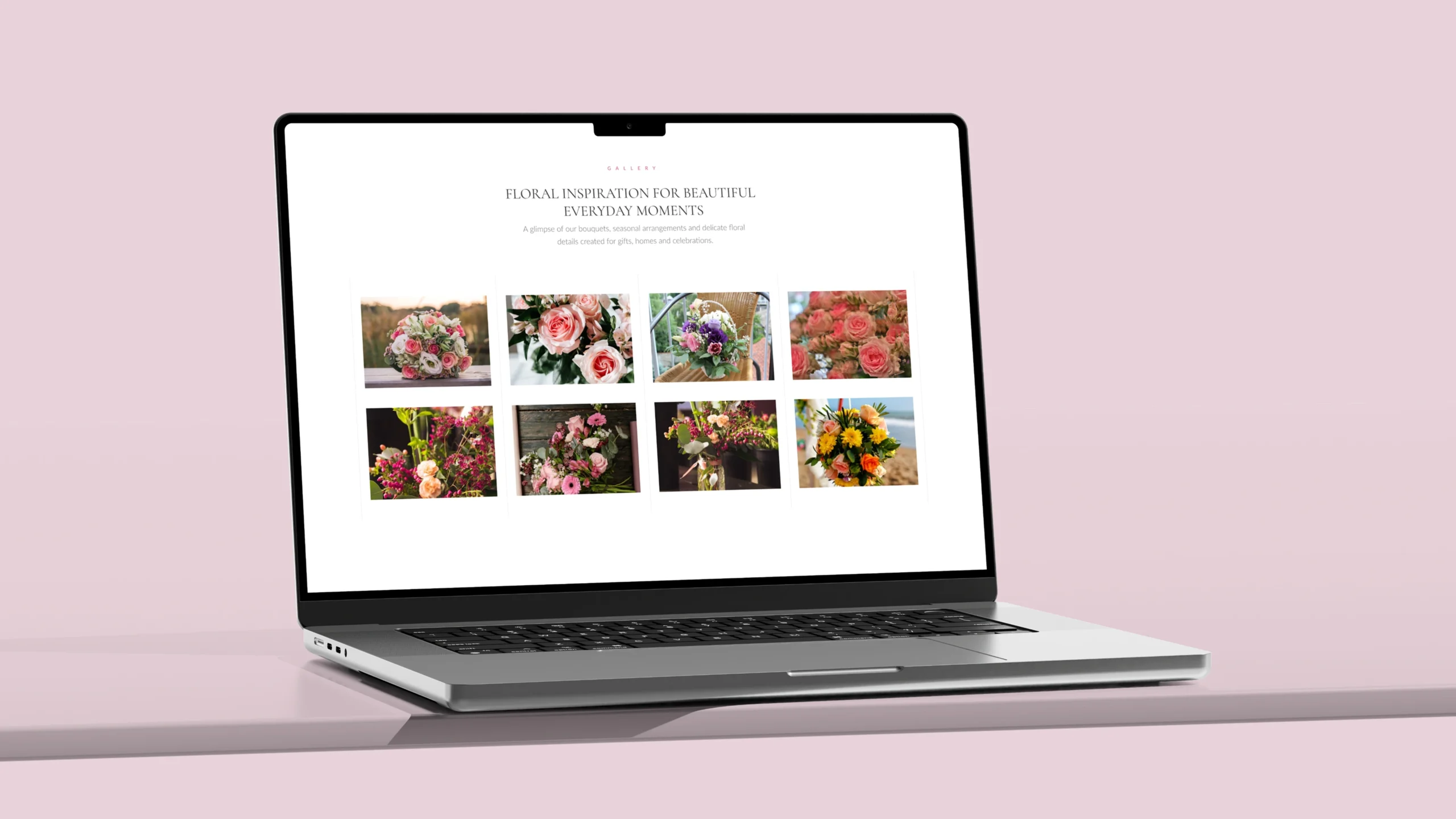The process section explains how to choose and order a bouquet